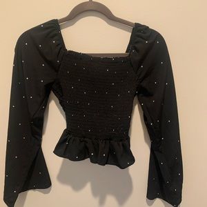 Sage black top with white stars